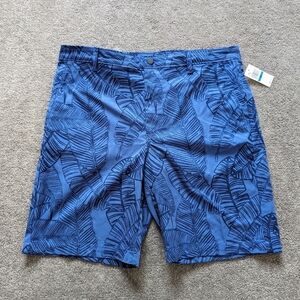 Van Heusen flat front casual chino shorts palm blue size 36 NEW